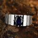 2.70ct Blue Oval Cut Simulated Cz Solitaire Men's Wedding 14k White Gold Ring