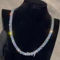 223 Ctw Round Simulated Diamond 14K White Gold Plated 10MM Tennis Necklace Men's