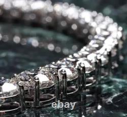 223 Ctw Round Simulated Diamond 14K White Gold Plated 10MM Tennis Necklace Men's