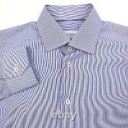 $245 Eton Slim Fit Blue Striped Dress Shirt Mens Size Medium 15.5 (39)