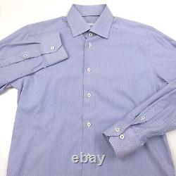 $245 Eton Slim Fit Blue Striped Dress Shirt Mens Size Medium 15.5 (39)