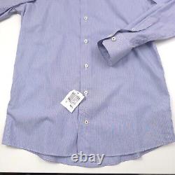 $245 Eton Slim Fit Blue Striped Dress Shirt Mens Size Medium 15.5 (39)