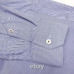 $245 Eton Slim Fit Blue Striped Dress Shirt Mens Size Medium 15.5 (39)