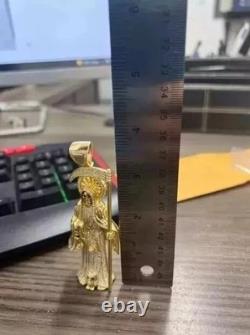 3.00 Ct Round Cut Moissanite Men's Santa Muerte Pendant 14K Yellow Gold Plated