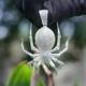 3ct Round Cut Real Moissanite Men's Custom Spider Pendant 14k White Gold Plated