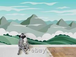 3D Cartoon Mountain Range Sky Self-adhesive Removeable Wallpaper Wall Mural 1179
