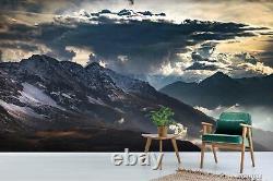 3D Mountain Range Dark Clouds Self-hesive Removeable Wallpaper Wall Mural 567