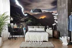 3D Mountain Range Lightning Self-adhesive Removeable Wallpaper Wall Mural 2586