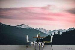 3D Mountain Range Sunset Glow Self-adhesive Removeable Wallpaper Wall Mural 907