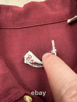 50s Vintage Range Rider Rayon Rockabilly Snap Shirt Men's Large Red Black Cowboy