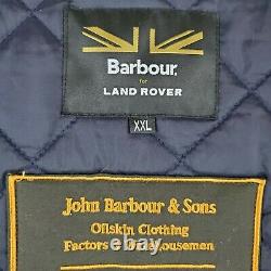 $559 BARBOUR x LAND ROVER 2XL Mens Black Oilcloth Wax Field Jacket Coat Defender