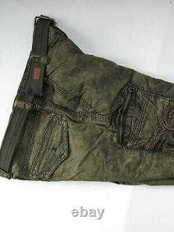 Affliction Men Range Cargo Short with Belt Color Olive Vintage Size 32