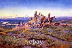 Art Oil painting Men-of-the-Open-Range-Charles-Marion-Russell-Oil horseman