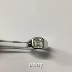 Awesome 2.80Ct Asscher Cut Moissanite Bezel Men's Engagement 14K White Gold Ring