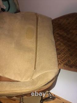 Beretta Brief Case Range Shooting Bag Tan Leather Soft Padded Canvas Travel EUC