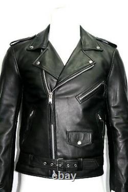Brando Mens Classic Biker Fitted Designer Style Black Soft Napa Leather Jacket