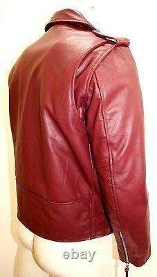 Brando Mens Classic Biker Fitted Designer Style Cherry Red Hide Leather Jacket