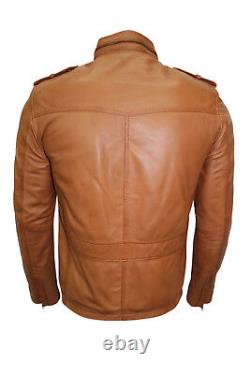 Bruce Mens Classic Casual Fitted Designer Style Tan Soft Nappa Leather Jacket