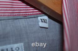 Brunello Cucinelli Men's XXL Basic Fit Red White Striped Poplin Dress Shirt