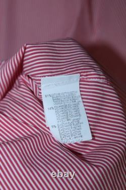 Brunello Cucinelli Men's XXL Basic Fit Red White Striped Poplin Dress Shirt