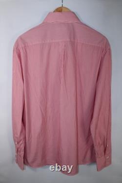 Brunello Cucinelli Men's XXL Basic Fit Red White Striped Poplin Dress Shirt