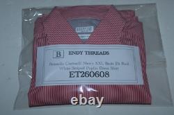 Brunello Cucinelli Men's XXL Basic Fit Red White Striped Poplin Dress Shirt