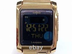 CASIO i-RANGE IRW-101 Radio Solar Digital Black Gold Men's Watch Used Excellent