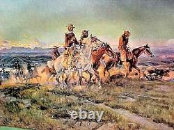 CHARLES M. RUSSELL' MEN OF THE OPEN RANGE' Colson COLSOCOLOR OLD REPRODUCTION