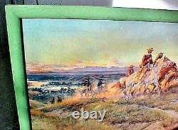 CHARLES M. RUSSELL' MEN OF THE OPEN RANGE' Colson COLSOCOLOR OLD REPRODUCTION