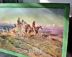 CHARLES M. RUSSELL' MEN OF THE OPEN RANGE' Colson COLSOCOLOR OLD REPRODUCTION