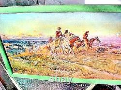 CHARLES M. RUSSELL' MEN OF THE OPEN RANGE' Colson COLSOCOLOR OLD REPRODUCTION