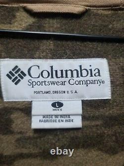 COLUMBIA Gallatin Range Heavy Wool Brown Camo Hooded Hunting Jacket Large B45