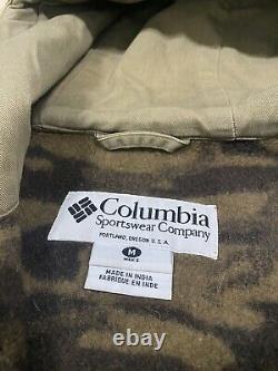 COLUMBIA Gallatin Range Heavy Wool Brown Camo Hooded Hunting Jacket Medium