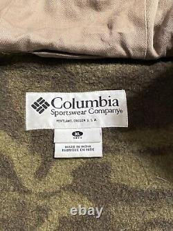 COLUMBIA Gallatin Range Heavy Wool Brown Camo Hooded Hunting Jacket XL GUC