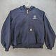 Carhartt Hooded Work Jacket Lined Canvas Duck Ruger Embroidery Mens 2xl Navy