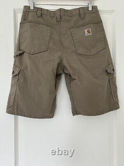 Carhartt men size 32 Cargo Work & Range shorts lot of 2 brown, Tan rugged logo