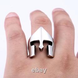 Classic Fashion Spartan Movie Helmet High Quality Men's 14K White Gold Ring