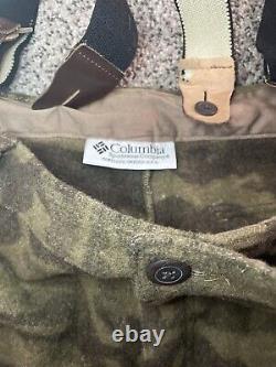 Columbia Gallatin Range Camo Hunting Bib Overalls Heavy Wool Blend Size 42 Large