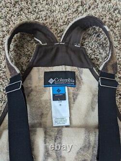 Columbia Gallatin Range Mens Large Brown Wool Camo Hunting Bib Overalls Pants