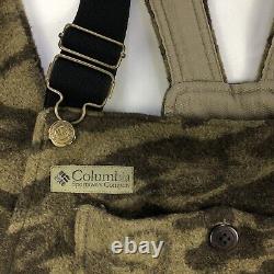 Columbia Gallatin Range Mens Large Brown Wool Camo Hunting Bib Overalls Pants