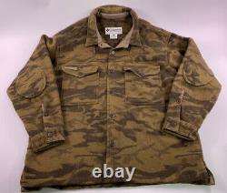Columbia Gallatin Range Wool Brown Camo Shirt Button Up Hunt Jacket 2XL MENS Vtg