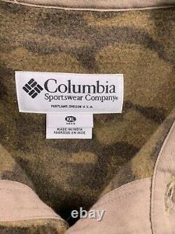 Columbia Gallatin Range Wool Brown Camo Shirt Button Up Hunt Jacket 2XL MENS Vtg