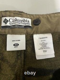 Columbia Gallatin Range Wool Camo Hunting Pants Size Mens 40 x 30 HM8040