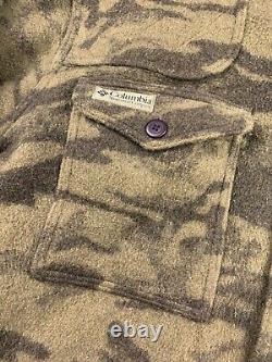 Columbia Gallatin Range Wool Shirt Jacket Mens SZ XXL Heavy Hunting Brown Camo