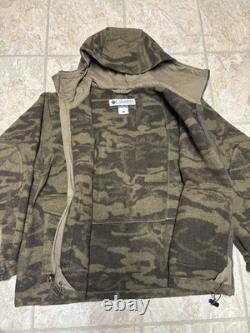 Columbia Monarch Pass Gallatin Range Hooded Jacket Mens Large Camo Wool Hunting
