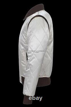 DRIVE' Men's Beige SILVER SCORPION Quilted Satin Fabric Film Movie Jacket 4011