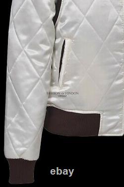 DRIVE' Men's Beige SILVER SCORPION Quilted Satin Fabric Film Movie Jacket 4011