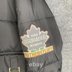 DSQUARED Mountain Range Jacket Mens 48 Black Down Puffer Bomber Hooded Ski Logo