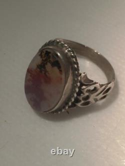 Dendritic Agate Stone Ring Sterling Silver Handmade Antiqen For Men And Women