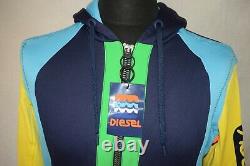 Diesel Mens Hooded Top M Neoprene MIX Multi Colour Rare £199 Aqua Hollic Range